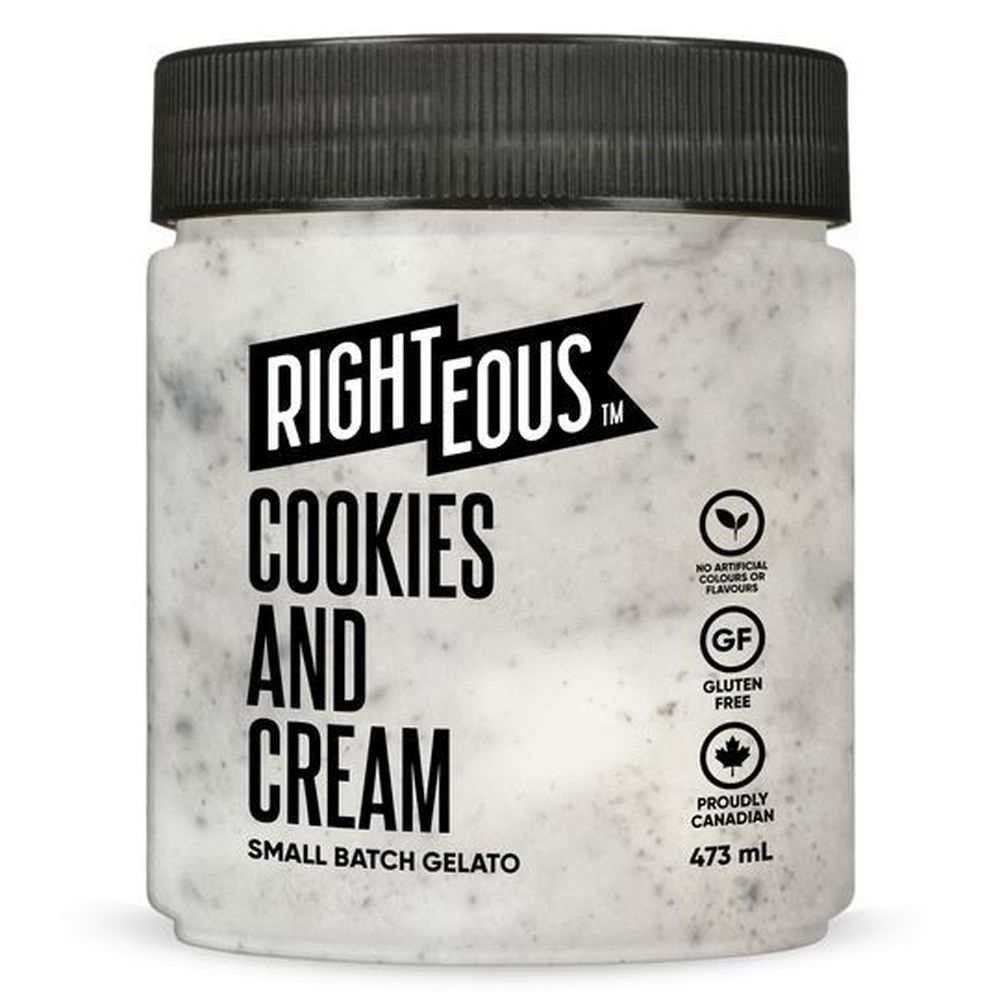 Righteous Cookies and Cream Gelato, 16 Ounce -- 8 per case