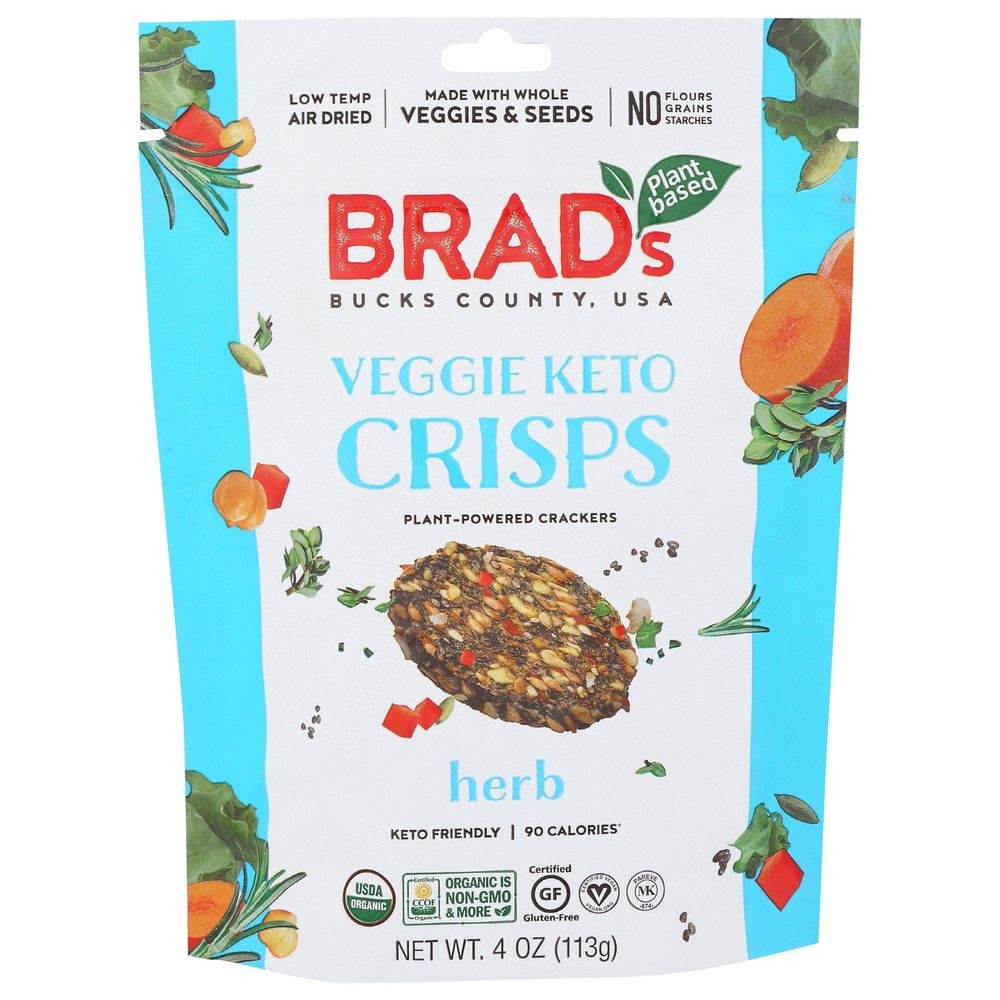 Brads Plant Based Organic Herb Keto Veggie Crisps, 4 Ounce -- 6 per case