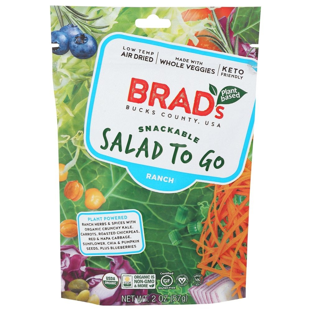 Brads Plant Based Organic Ranch Salad to Go Snack, 2 Ounce -- 12 per case
