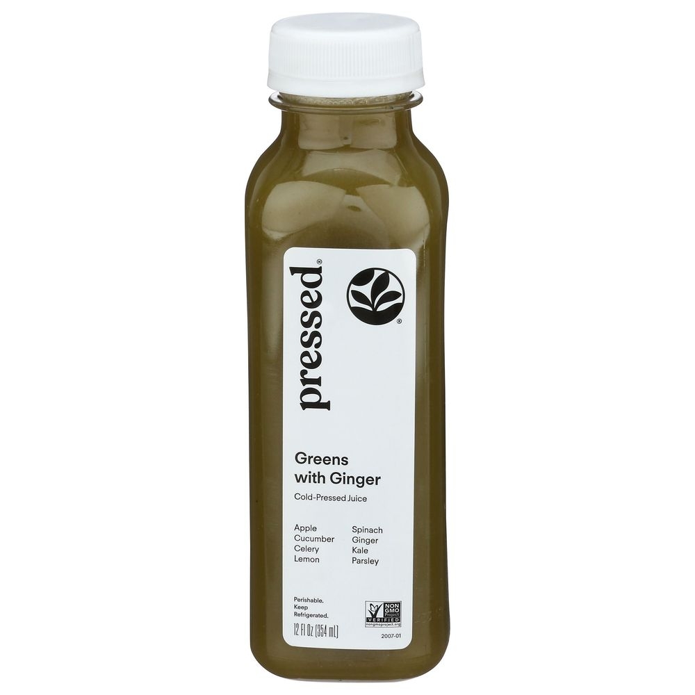 Pressed Juicery Greens 3 with Ginger Cold Pressed Juice, 12 Fluid Ounce -- 6 per case