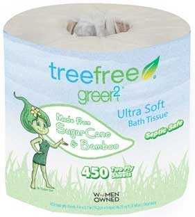 Tree Free Green 2 Tree Free Ultra Soft Two Ply Bath Tissue - 450 sheets per roll -- 24 rolls per case
