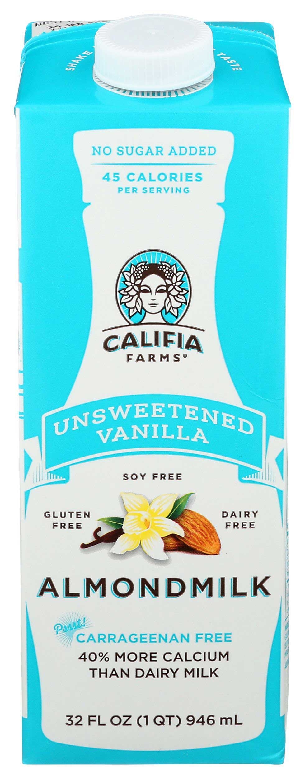 Califia Farms Unsweetened Vanilla Almond Milk, 32 Fluid Ounce -- 6 per case