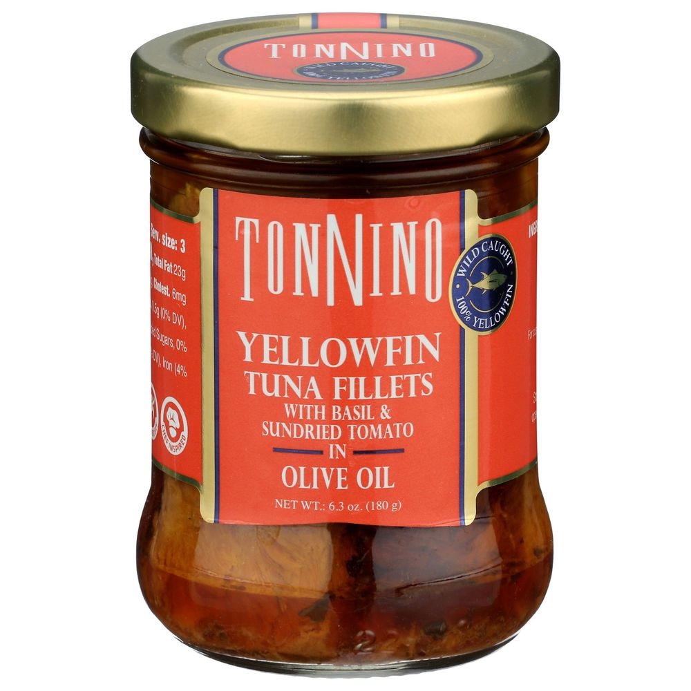Tonnino Yellowfin Tuna Fillets with Basil and Sundried Tomato in Olive Oil, 6.3 Ounce -- 6 per case
