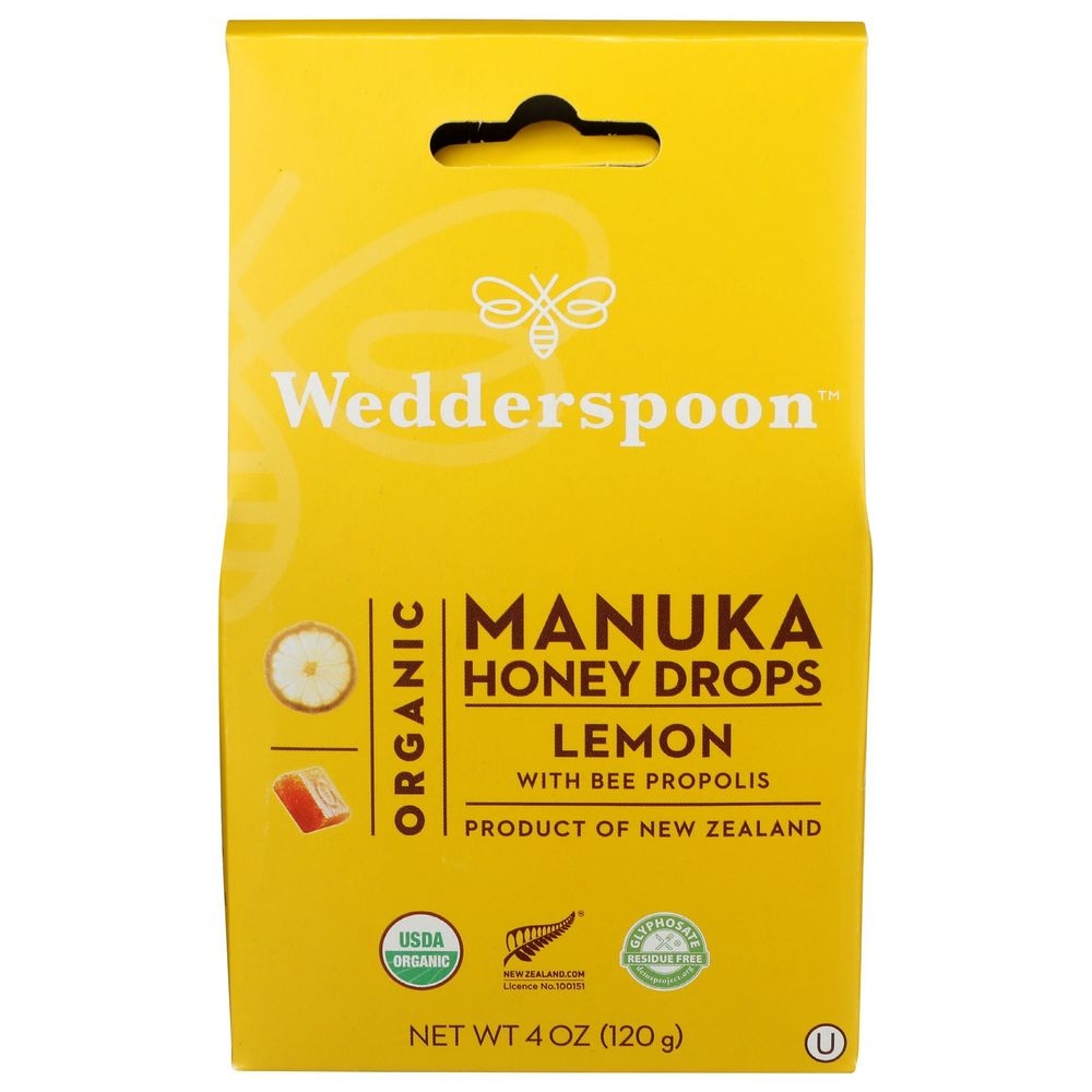 Wedderspoon Organic Ginger with Bee Propolis Manuka Honey Drops, 4 Ounce -- 6 per case