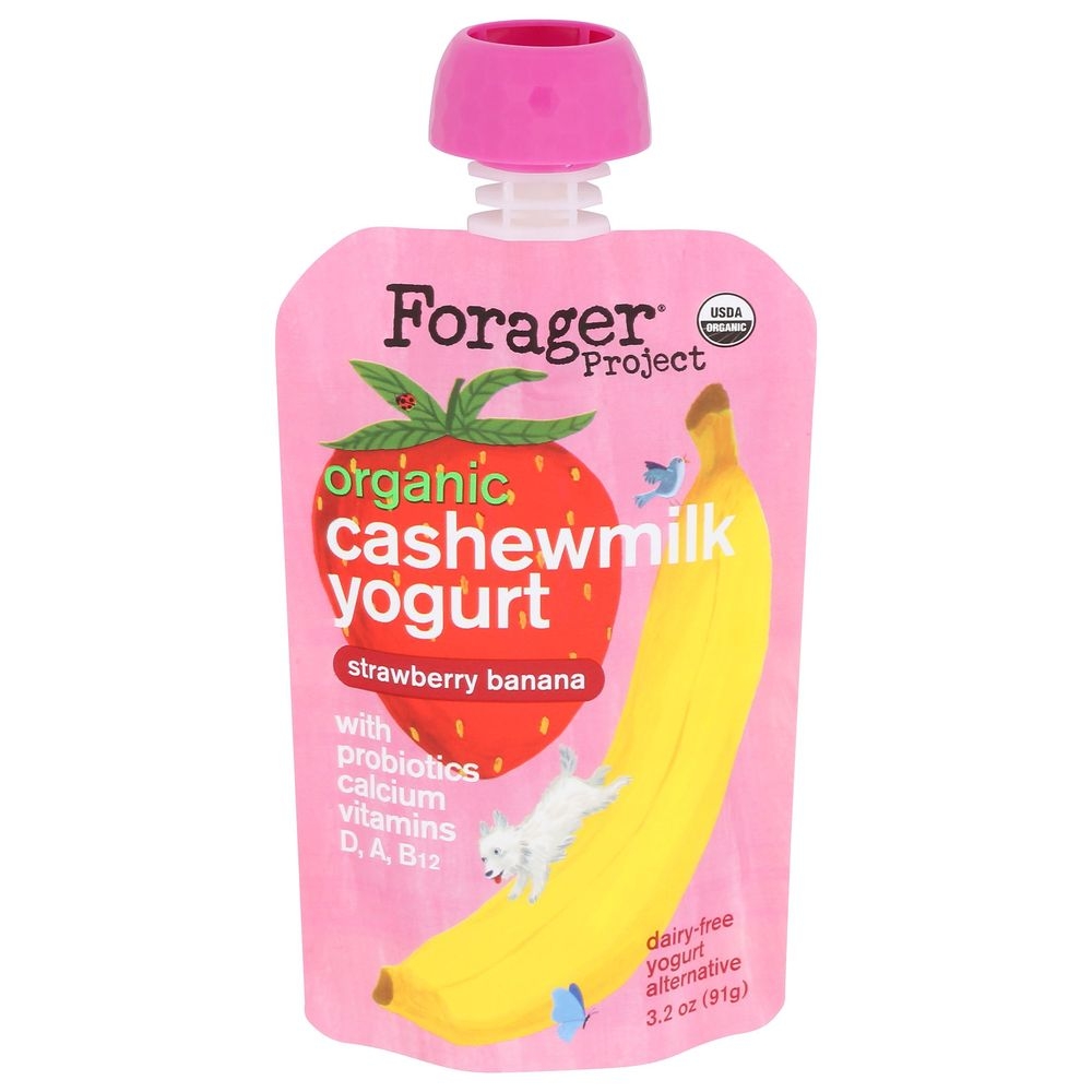 Forager Organic Strawberry Banana Cashewmilk Yogurt, 3.2 Ounce -- 8 per case