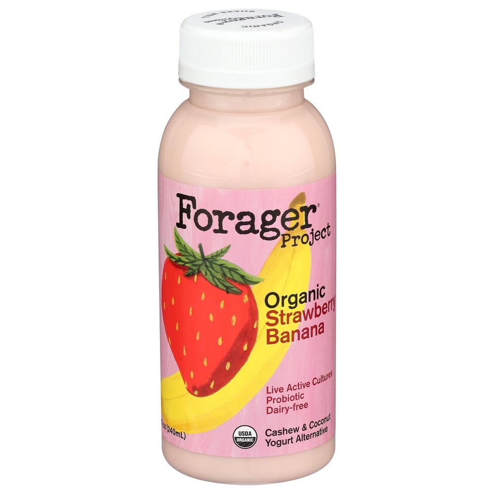 Forager Project Organic Strawberry Banana Cashewmilk Yogurt Smoothie, 8 Fluid Ounce -- 6 per case.