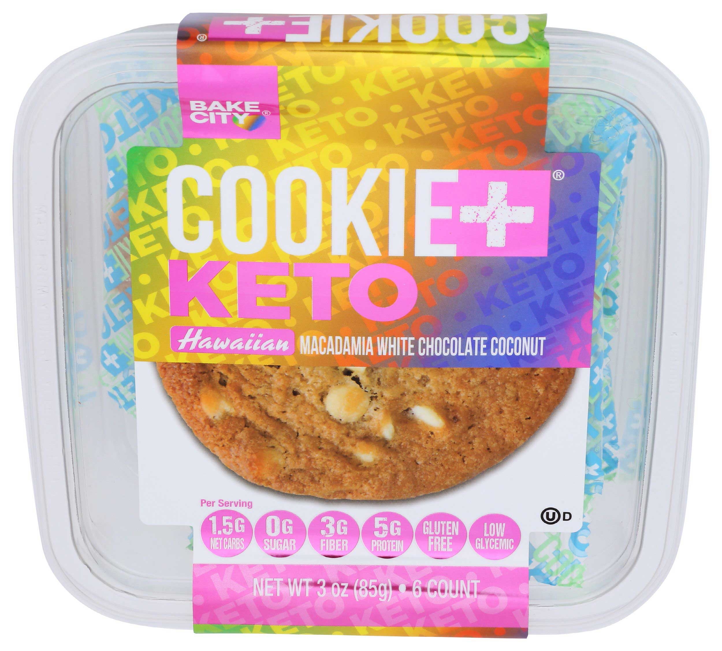 Bake City Cookie Plus Keto Hawaiian Macadamia White Chocolate Coconut, 3 Ounce -- 12 per case