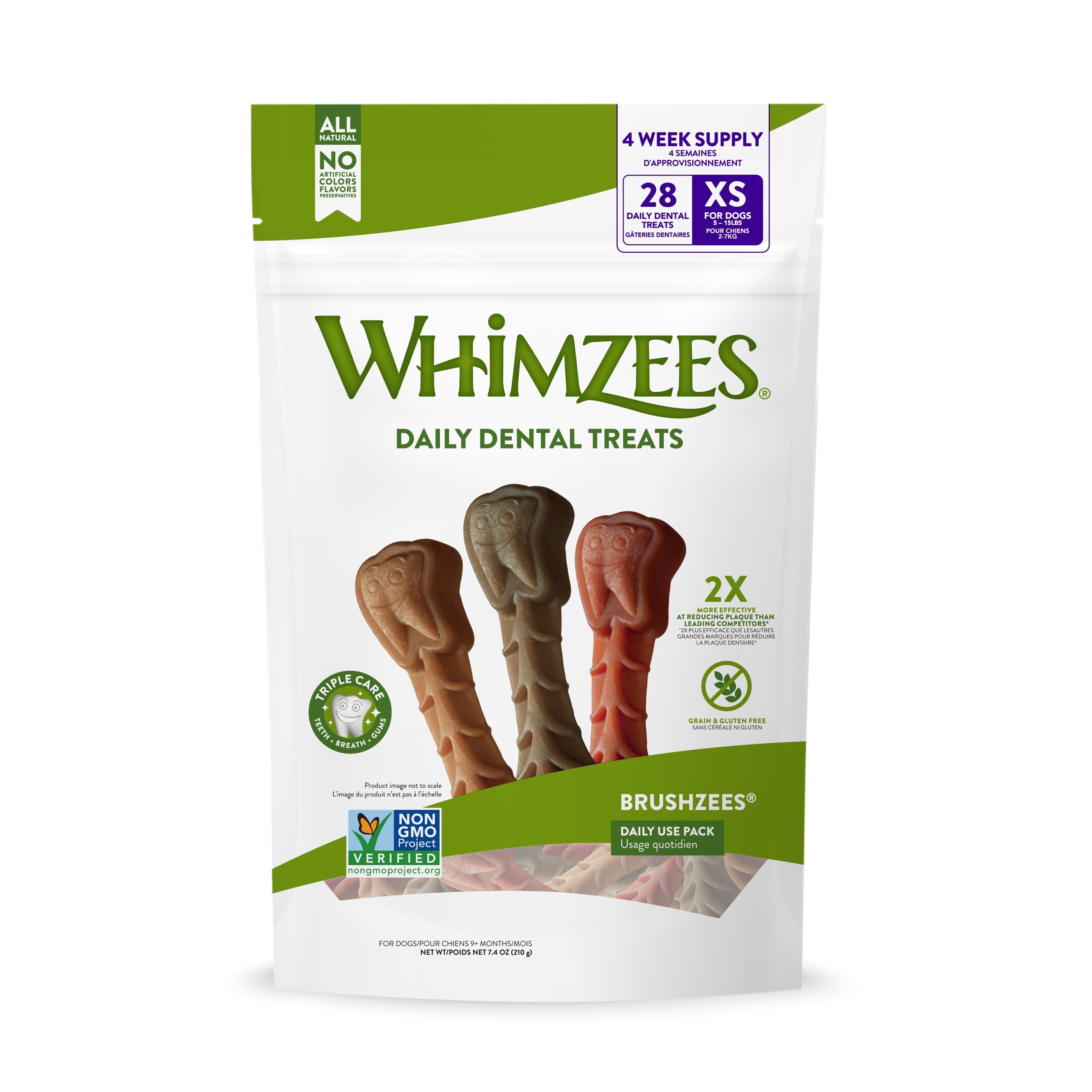 Whimzees Daily Dental Treat Xtra Small Dog Chew, 7.4 Ounce -- 4 per case