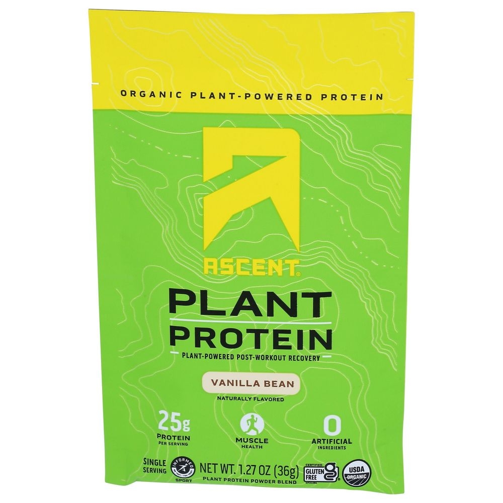 Ascent Organic Vanilla Bean Plant Protein Powder, 1.27 Ounce -- 10 per case