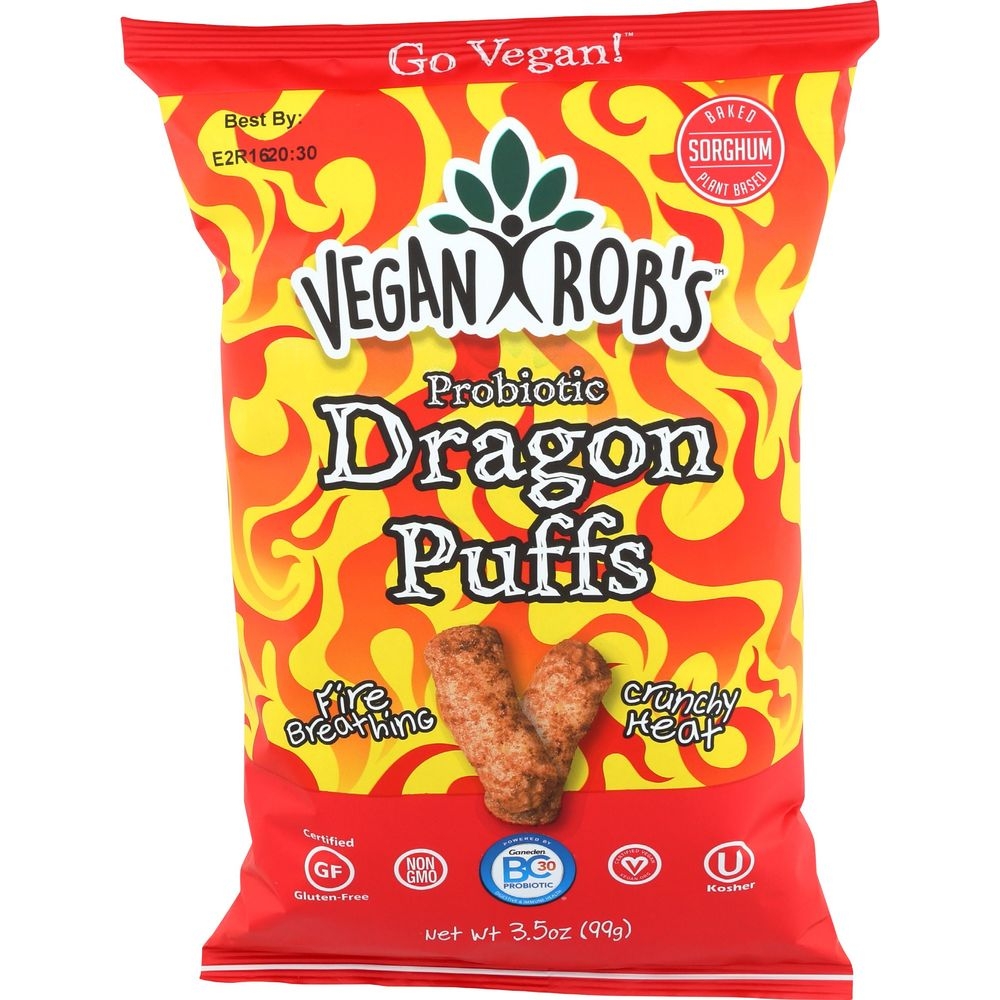 Vegan Robs Probiotic Dragon Puffs, 3.5 Ounce -- 12 per case