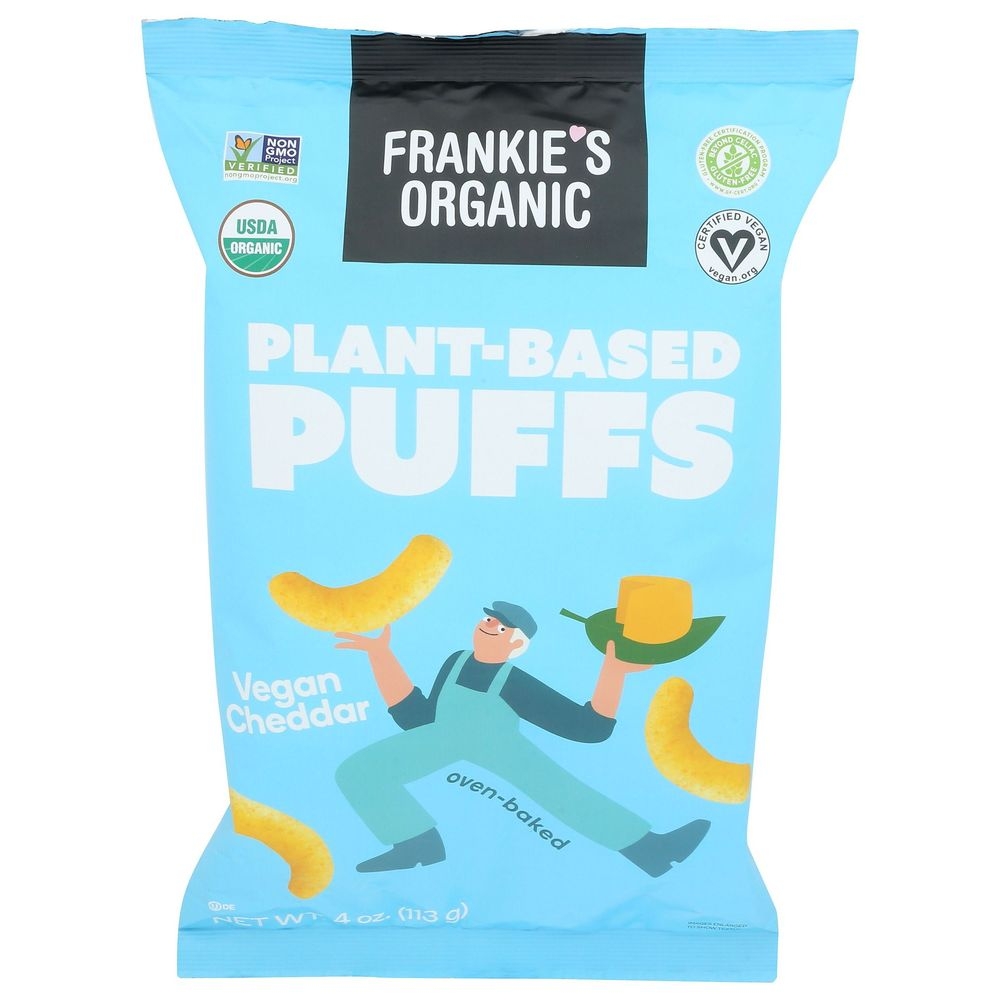 Frankies Organic Plant Based Vegan Cheddar Puffs, 4 Ounce -- 12 per case