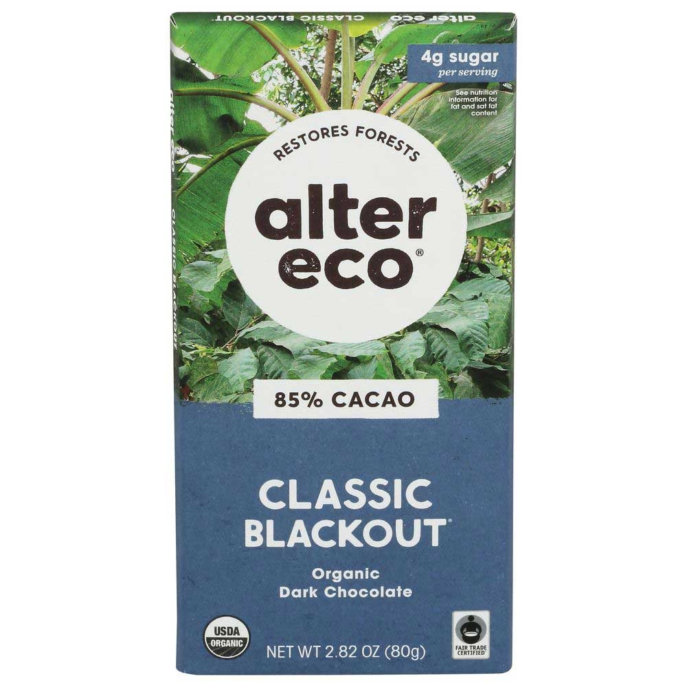 Alter Eco Organic Blackout Dark Chocolate, 2.8 Ounce -- 12 per case.