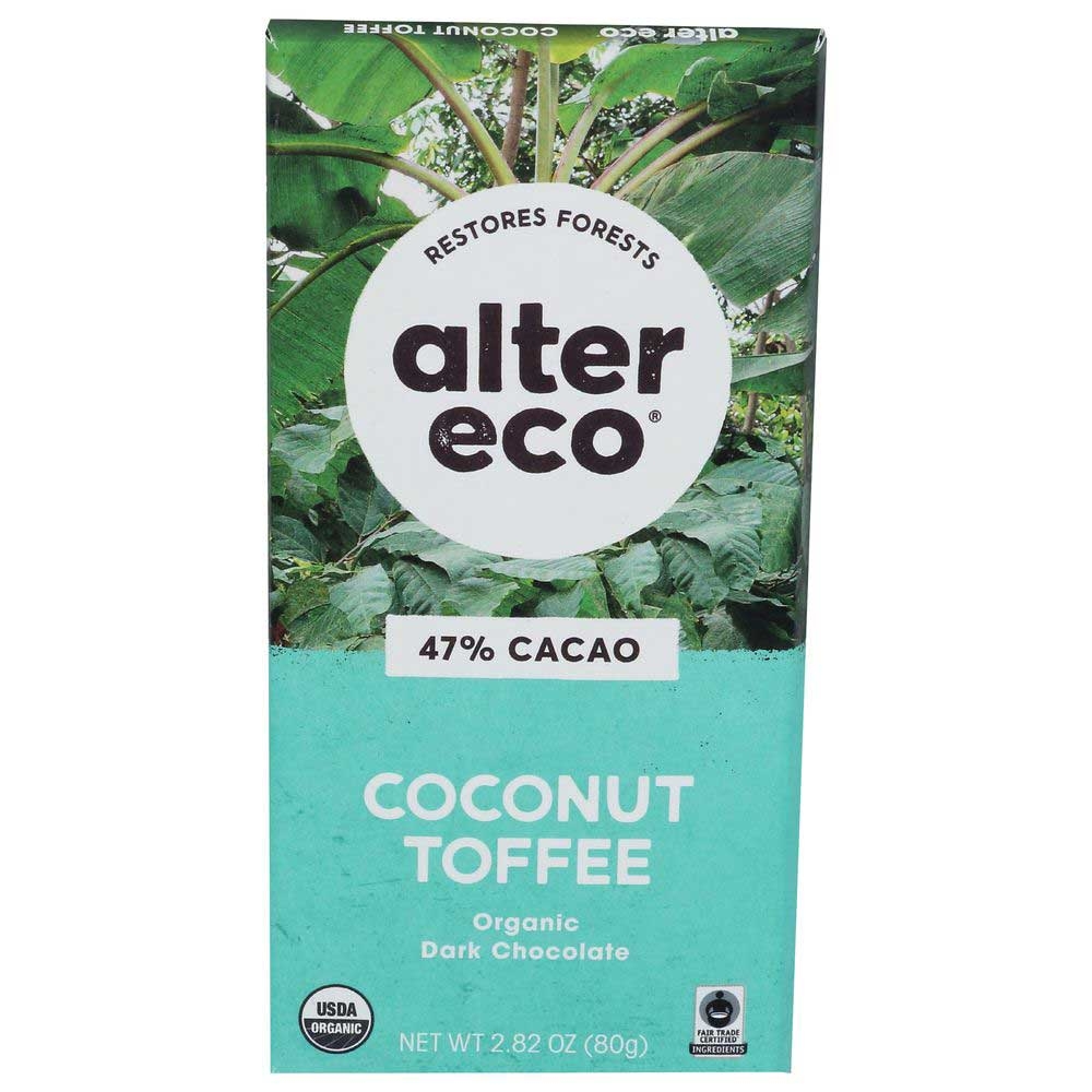 Alter Eco Organic Coconut Toffee Dark Chocolate, 2.82 Ounce -- 12 per case.