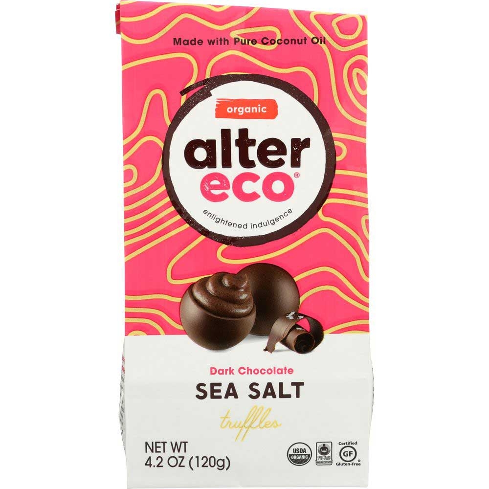 Alter Eco Americas Organic Dark Chocolate Sea Salt Truffles, 4.2 Ounce - 10 per pack -- 8 packs per case.
