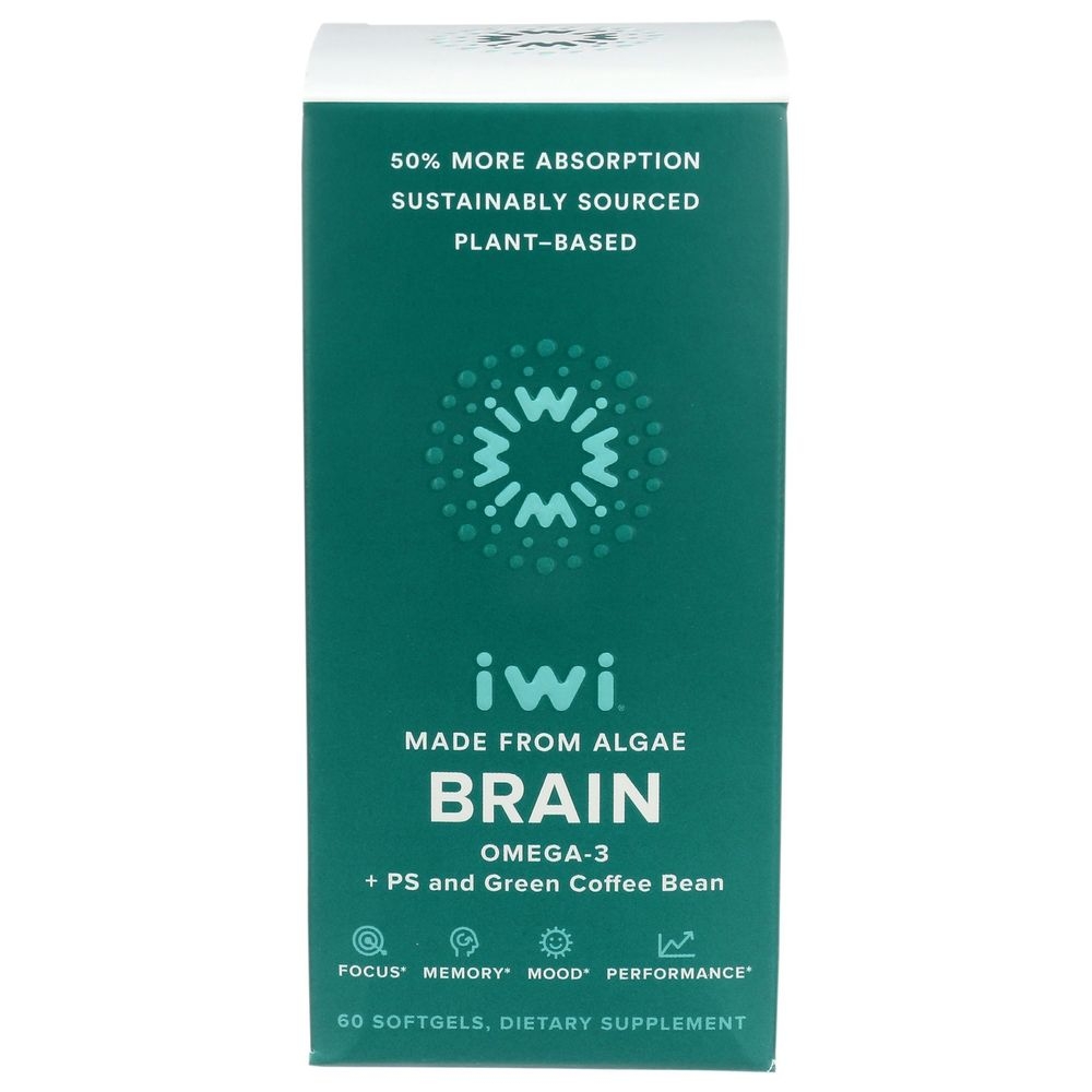 Iwi Algae Brain Omega 3 Plus Ps and Green Coffee Bean Softgels, 60 count
