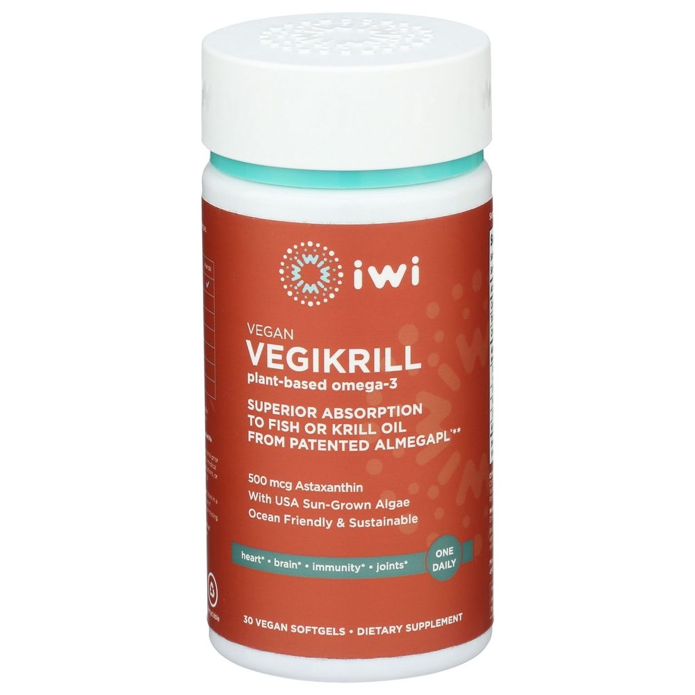 Iwi Vegikrill Omega 3 Dietary Supplement Softgel, 30 count