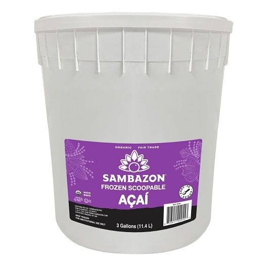 Sambazon Organic Acai Berry Sorbet Tub, 3 Gallon Scoopable Tub.