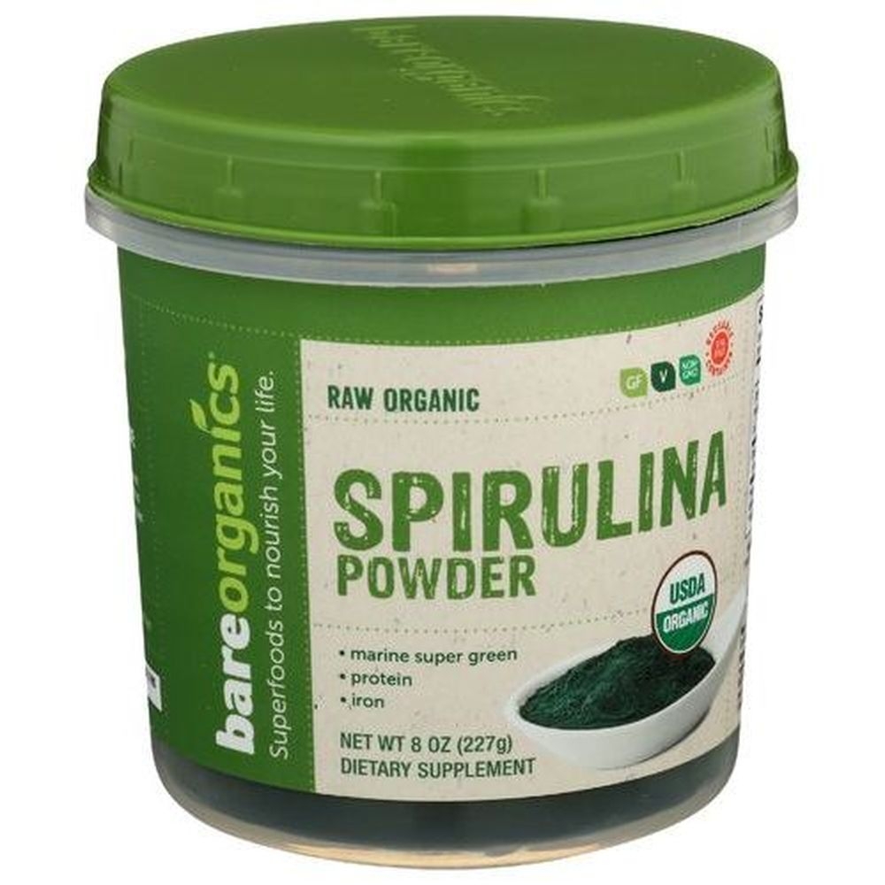 BareOrganics Organic Spirulina Powder, 8 Ounce