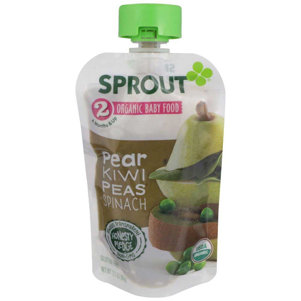 Sprout Organic Pear Kiwi Peas Spinach Baby Food, 3.5 Ounce -- 12 per case