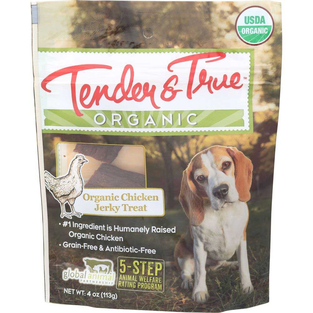 Tender and True Organic Chicken Jerky Dog Treats, 4 Ounce -- 10 per case
