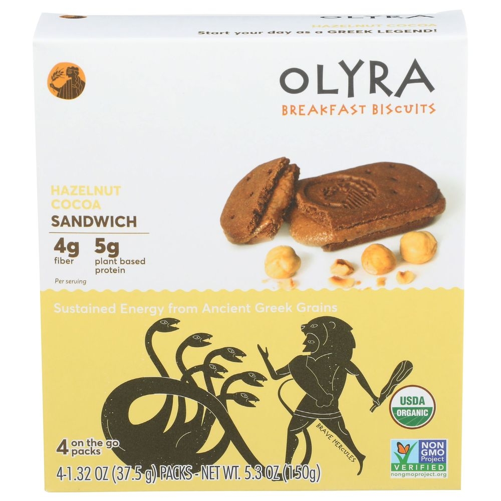 Olyra Organic Hazelnut Cocoa Sandwich Breakfast Biscuits, 5.3 Ounce -- 6 per case