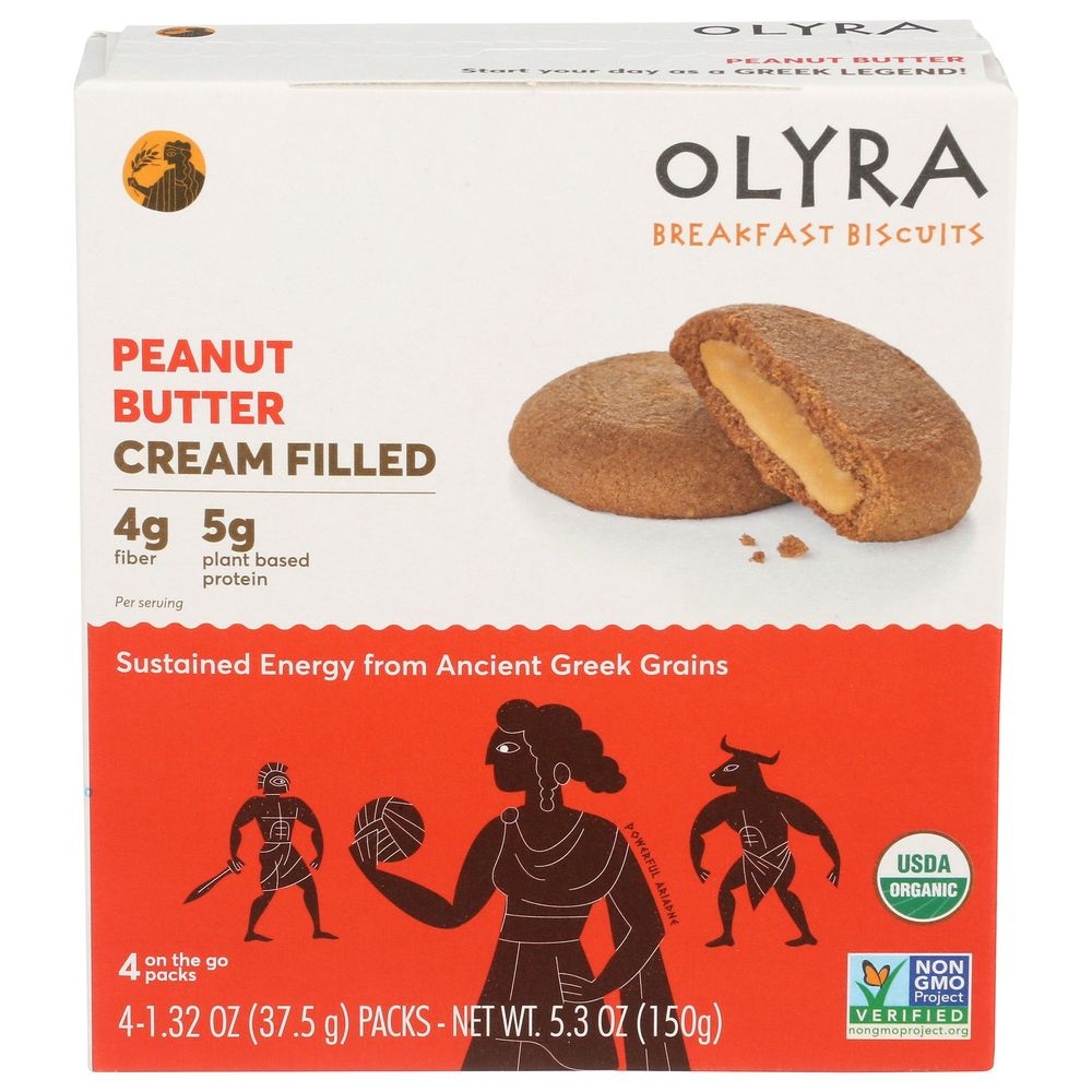 Olyra Organic Oil Peanut Butter Cream Filled Breakfast Biscuits, 5.3 Ounce -- 6 per case