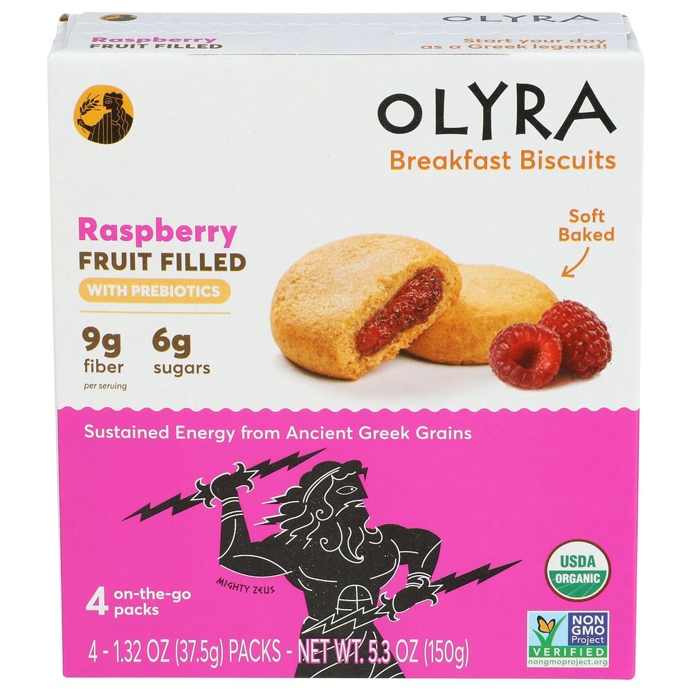 Olyra Organic Raspberry Fruit Filled Breakfast Biscuits, 5.3 Ounce -- 6 per case
