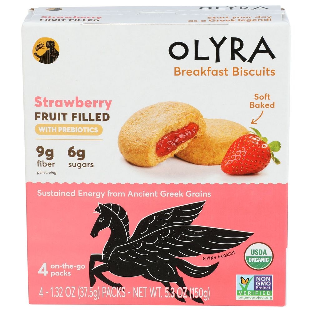 Olyra Organic Strawberry Fruit Filled Breakfast Biscuits, 5.3 Ounce -- 6 per case