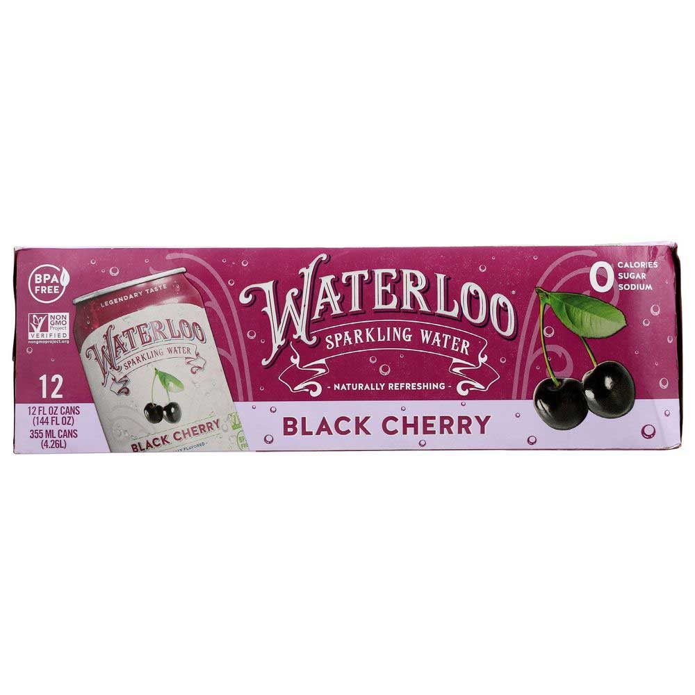 Waterloo Black Cherry Sparkling Water, 12 Fluid Ounce - 12 count per pack -- 2 packs per case