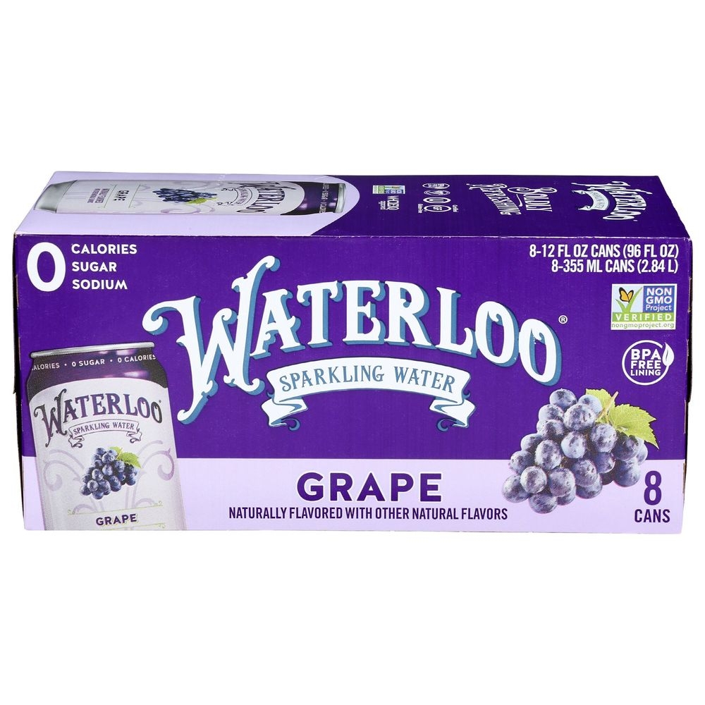 Waterloo Grape Sparkling Water, 96 Fluid Ounce -- 3 per case