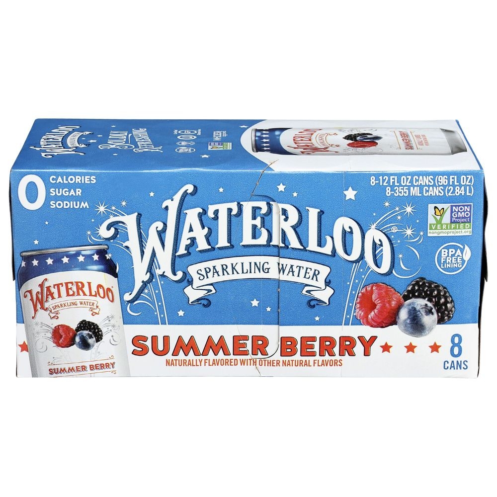 Waterloo Summer Berry Sparkling Water, 96 Fluid Ounce -- 3 per case