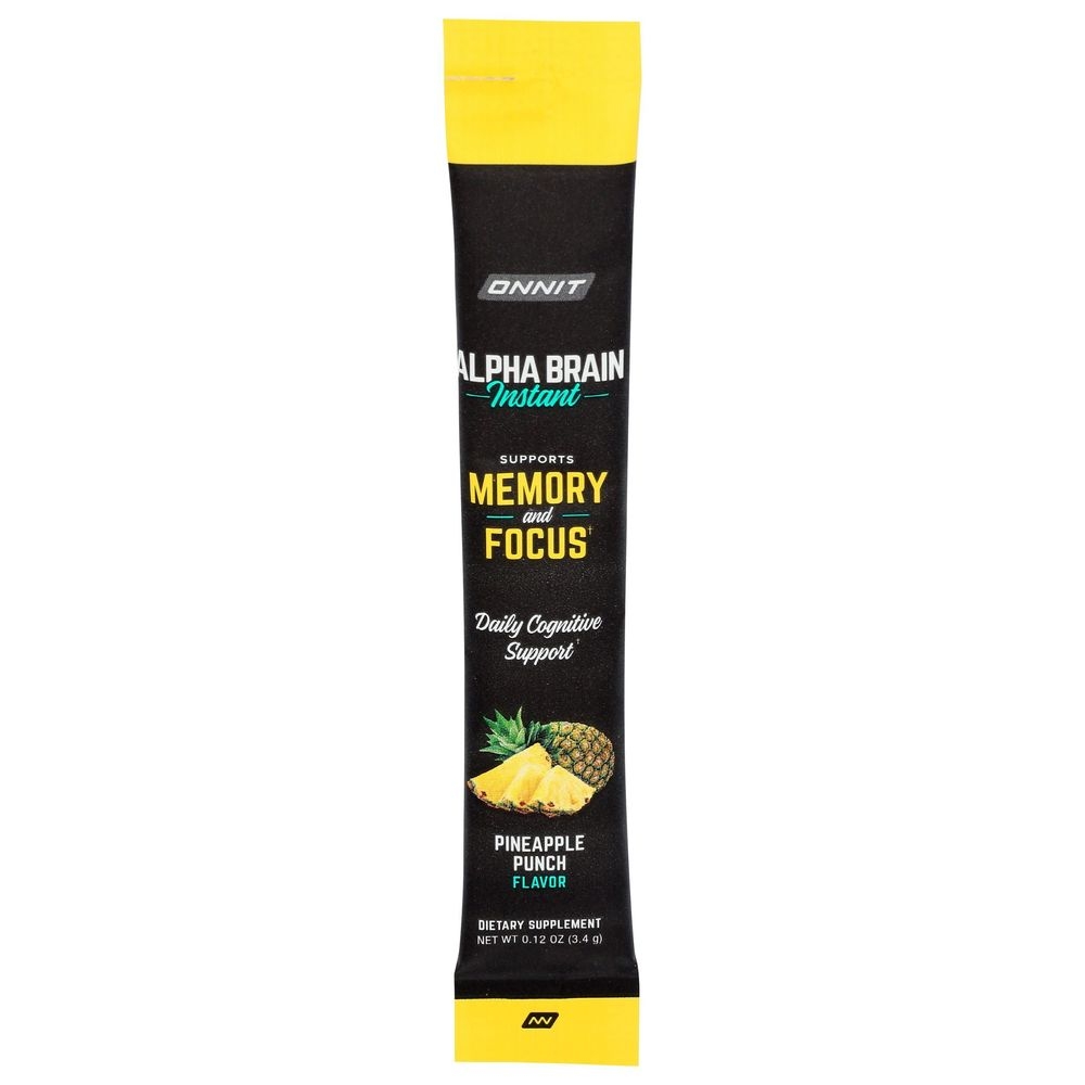 Onnit Memory and Focus Pineapple Punch Alpha Brain Instant Drink Mix, 0.12 Ounce -- 30 per case
