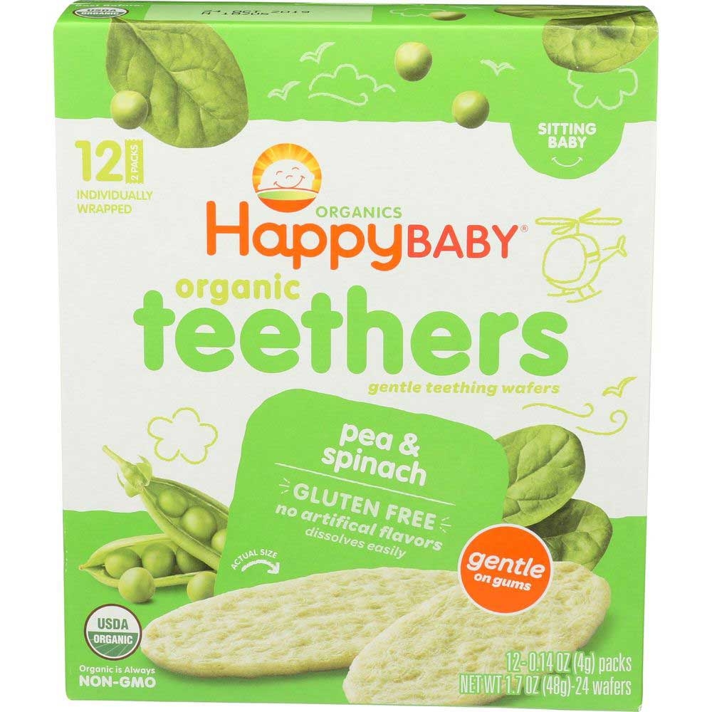 Happy Baby Organic Pea and Spinach Gentle Teethers, 1.7 Ounce -- 6 per case