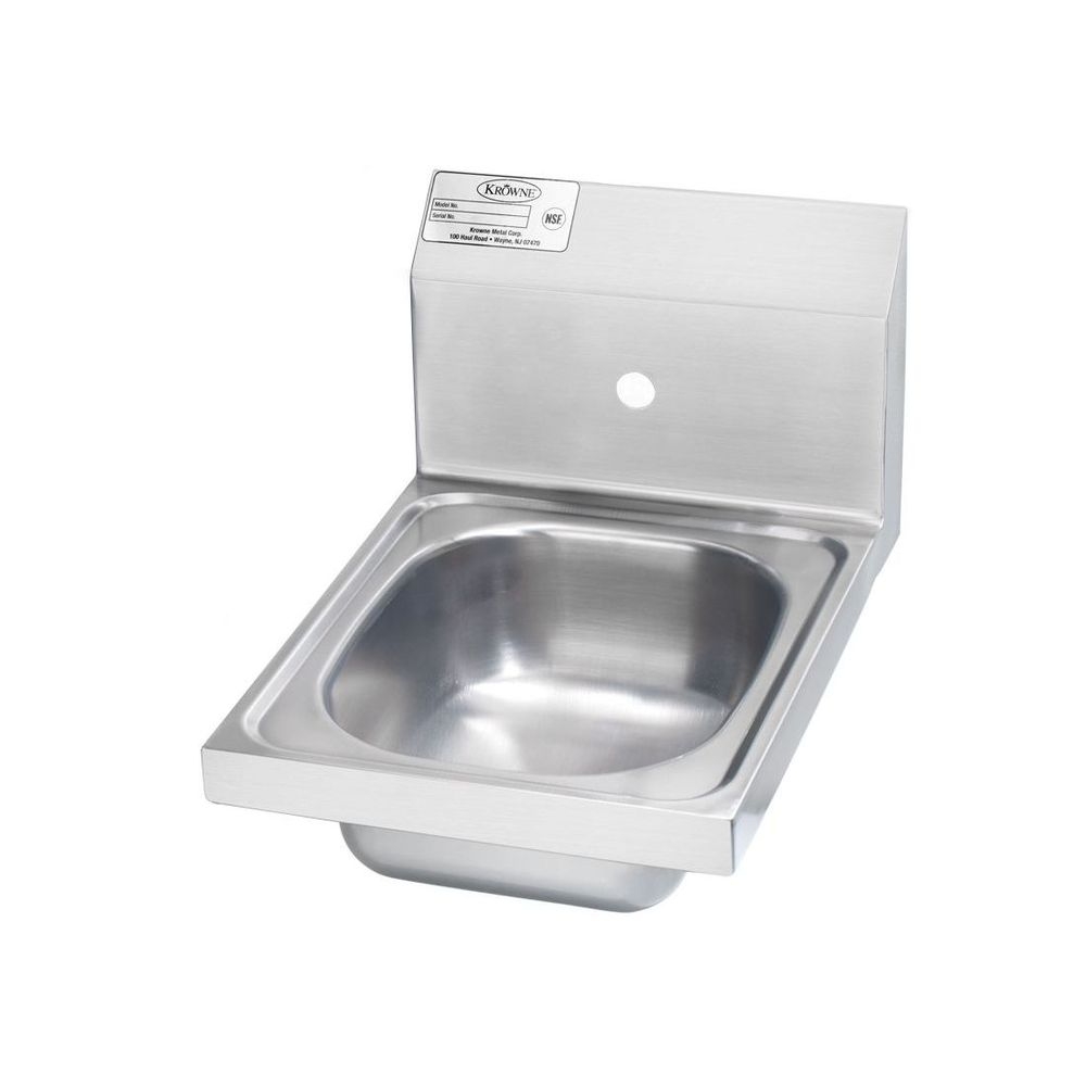 Krowne Less Faucet Hand Sink with Single Faucet Hole, 12 x 17 x 14 inch