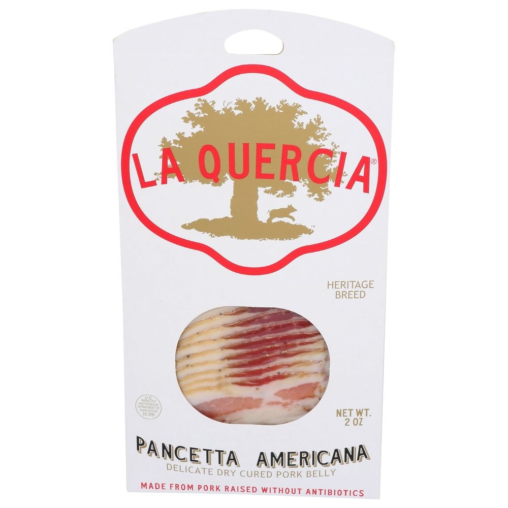 La Quercia Sliced Pancetta Americana Delicate Dry Cured Pork Belly, 2 Ounce -- 12 per case