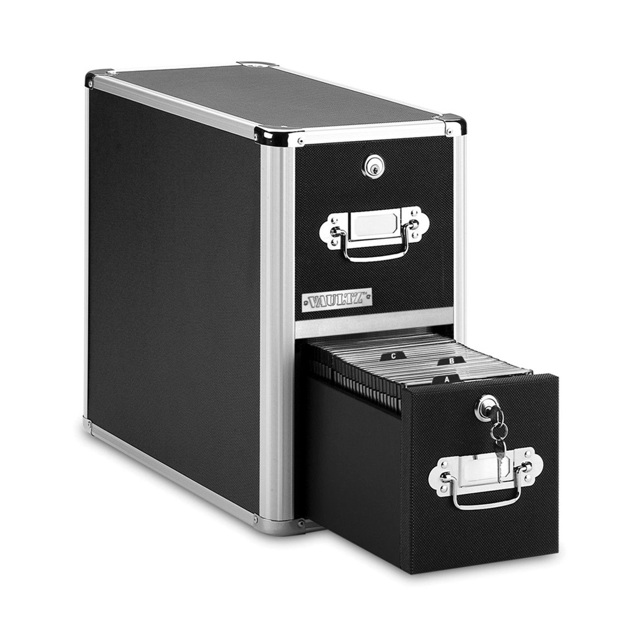 Vaultz Two-Drawer CD File Cabinet, Holds 330 Folders/120 Slim/60 Std. Cases
