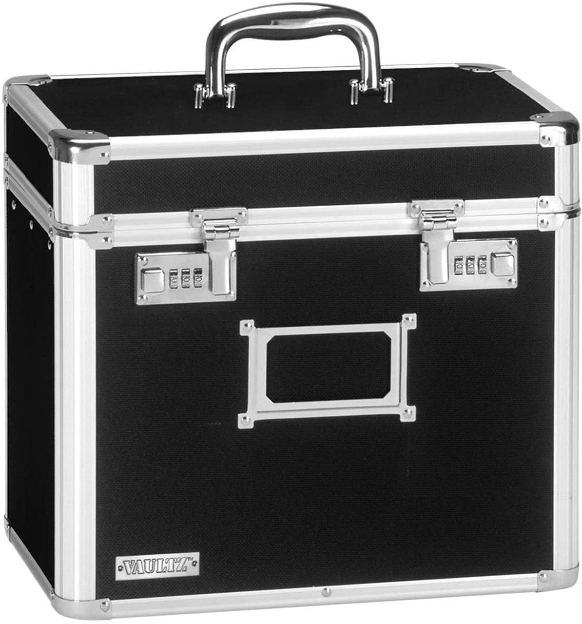 Vaultz Locking File Tote Storage Box, Letter, 13-3/4 x 7-1/4 x 12-1/4, Black