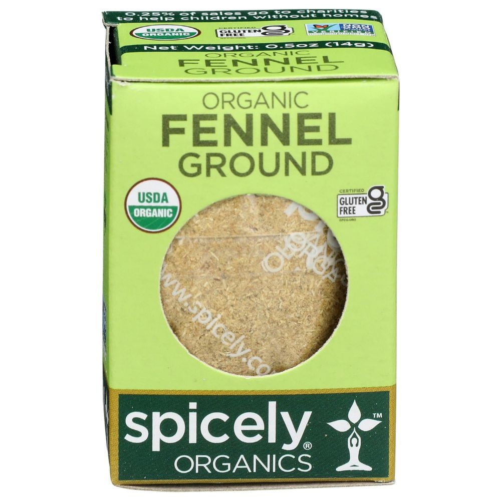 Spicely Organics Ground Fennel, 0.5 Ounce Box -- 6 per case