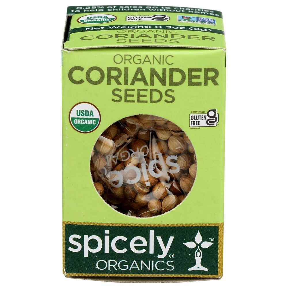 Spicely Organics Coriander Seeds, 0.3 Ounce Box -- 6 per case