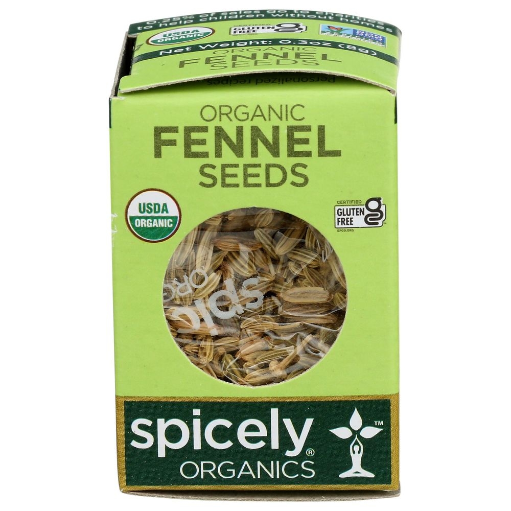 Spicely Organics Whole Fennel Seeds, 0.3 Ounce Box -- 6 per case