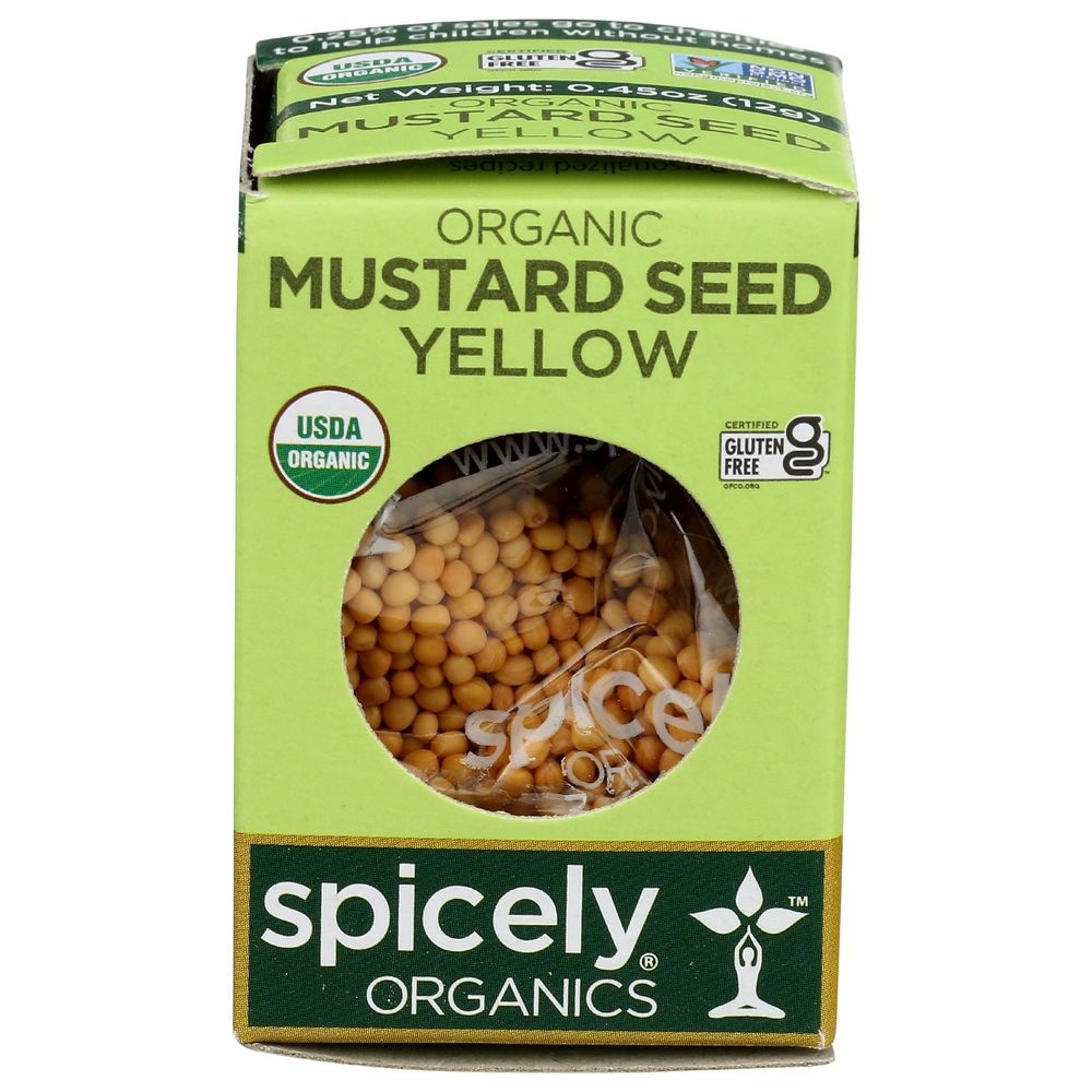 Spicely Organics Yellow Mustard Seeds, 0.45 Ounce Box -- 6 per case