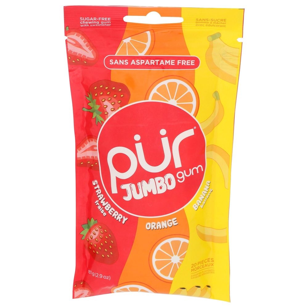 Pur Strawberry Orange Banana Jumbo Gum, 2.9 ounce -- 10 per case