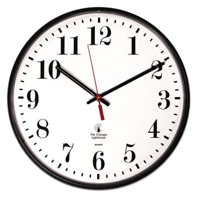 Chicago Lighthouse Quartz Slimline Clock, 12-3/4 inch, Black