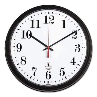 Chicago Lighthouse Black Quartz Contract Clock, 13-3/4 inch, Black