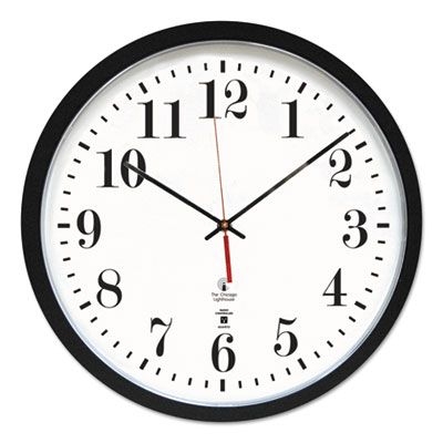 Chicago Lighthouse Atomic Slimline Contemporary Clock, 16-1/2 inch, Black