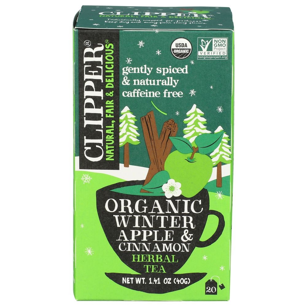 Clipper Organic Winter Apple and Cinnamon Herbal Tea, 20 tea bags -- 6 per case