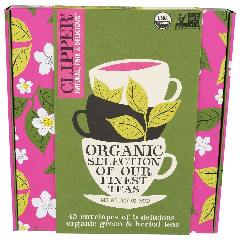 Clipper Organic 5 Flavors Herbal and Green Tea, 45 tea bags -- 10 per case