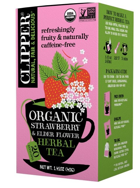 Clipper Organic Strawberry Elderflower Herbal Tea, 1.41 Ounce -- 6 per case