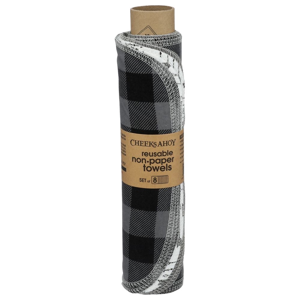 Cheeks Ahoy Monochrome Pre Rolled Reusable Non Paper Towel, 8 count -- 6 per case