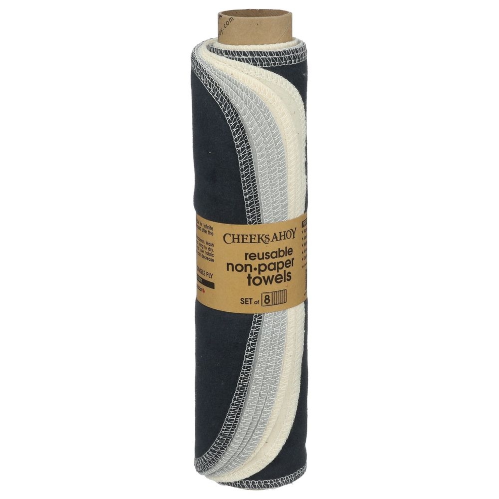Cheeks Ahoy Warm Neutral Charcoal Pre Rolled Reusable Non Paper Towel, 8 count -- 6 per case